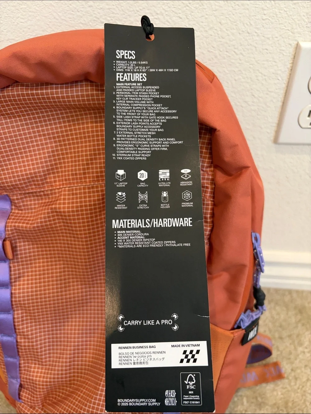 Boundary Supply RENNEN Wix Business Bag 20L